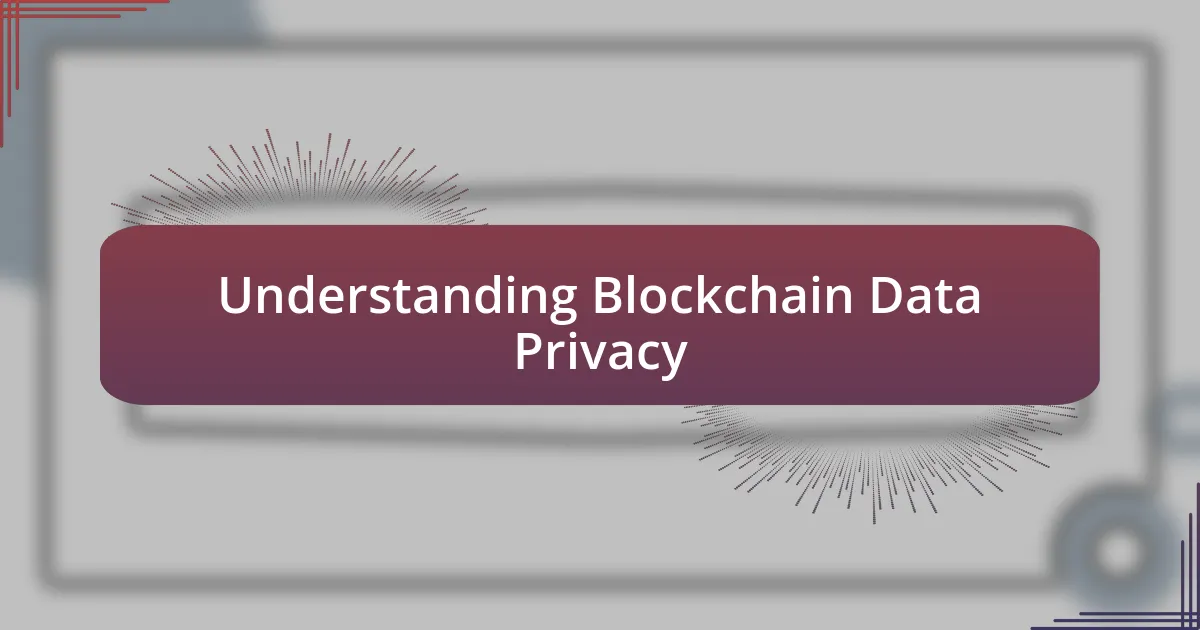 Understanding Blockchain Data Privacy