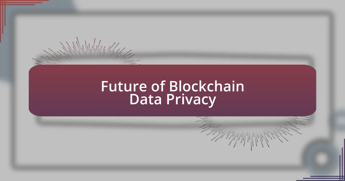 Future of Blockchain Data Privacy