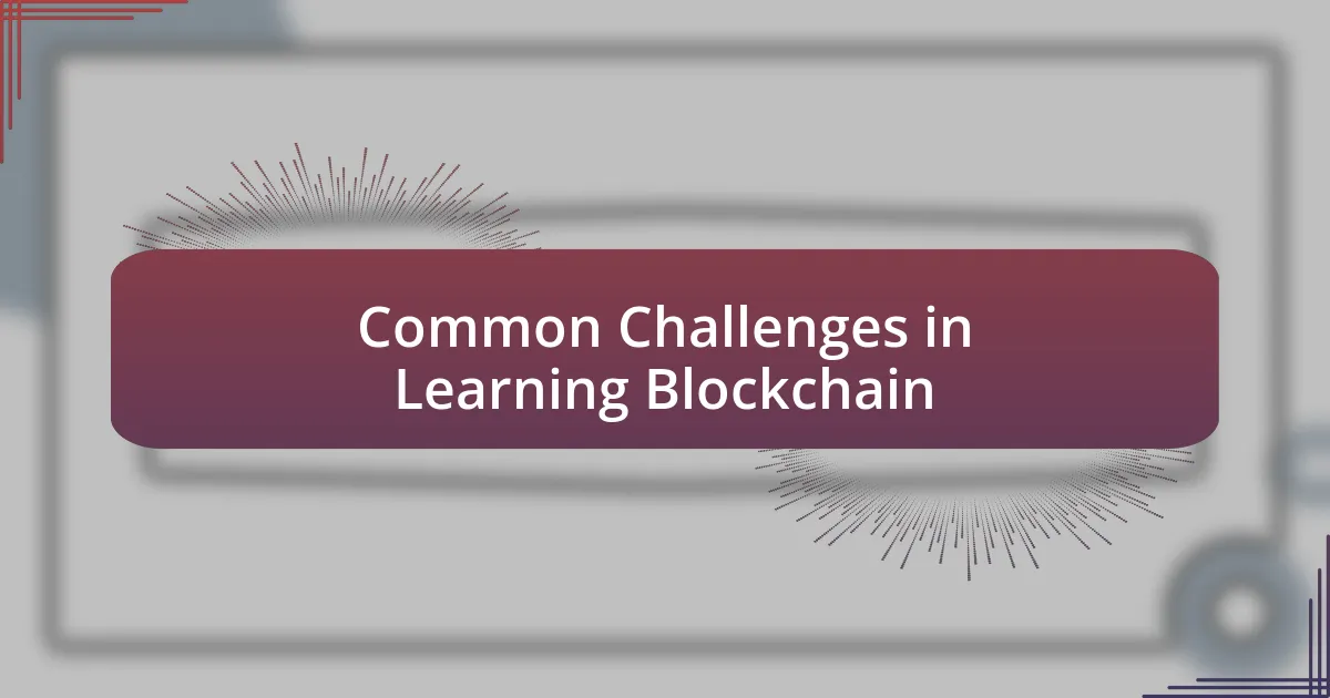 Common Challenges in Learning Blockchain