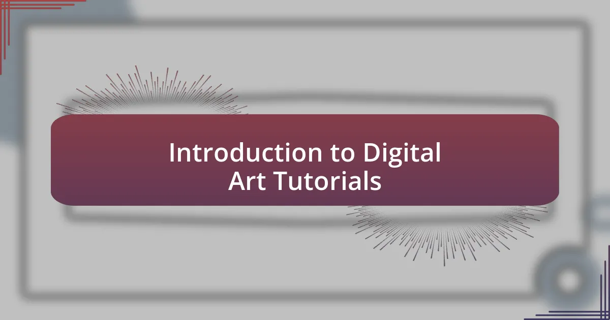 Introduction to Digital Art Tutorials