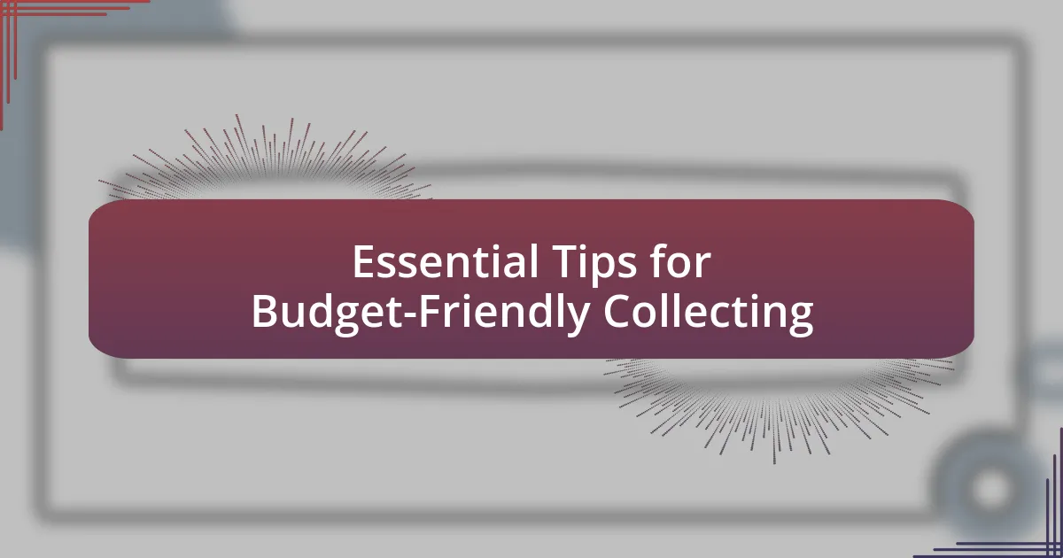 Essential Tips for Budget-Friendly Collecting