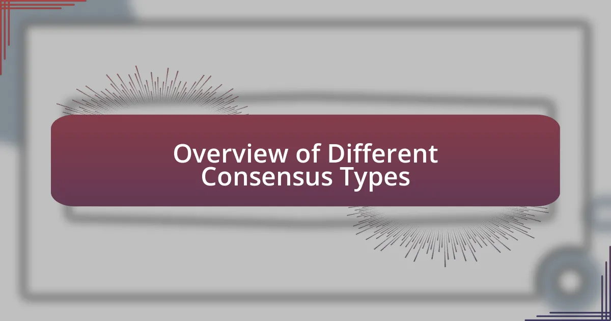 Overview of Different Consensus Types